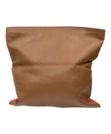 FENDI（フェンディ）の古着「Leather Foldover Clutch Bag」｜レッド×ブラウン