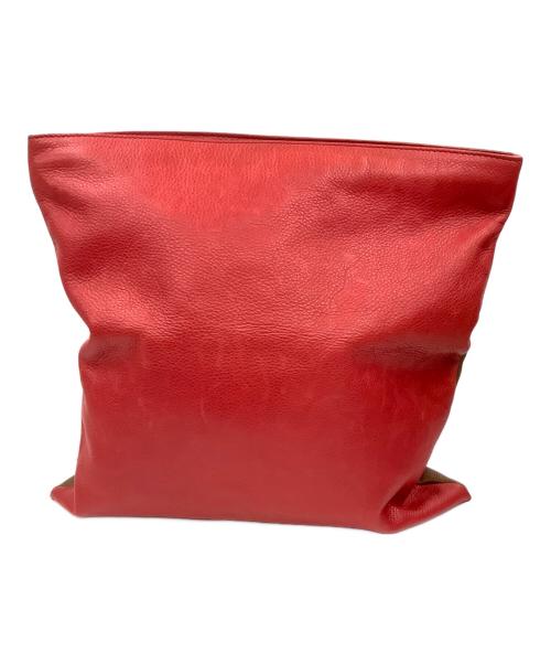 FENDI（フェンディ）FENDI (フェンディ) Leather Foldover Clutch Bag レッド×ブラウンの古着・服飾アイテム
