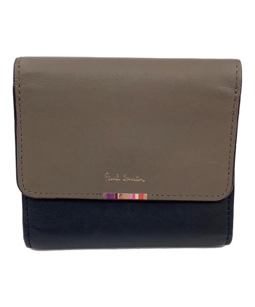 PAUL SMITH（ポールスミス）PAUL SMITH (ポールスミス) 3つ折り財布 ネイビー×ベージュの古着・服飾アイテム