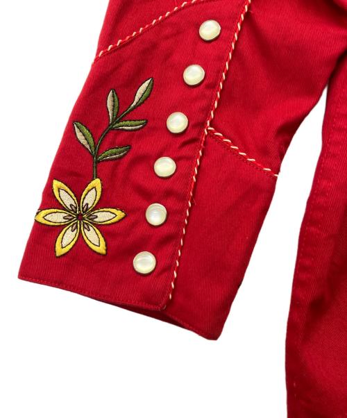 Panhandle slim（パンハンドルスリム）Panhandle Slim (パンハンドルスリム) 90's 刺繍ウェスタンシャツ レッド サイズ:Sの古着・服飾アイテム