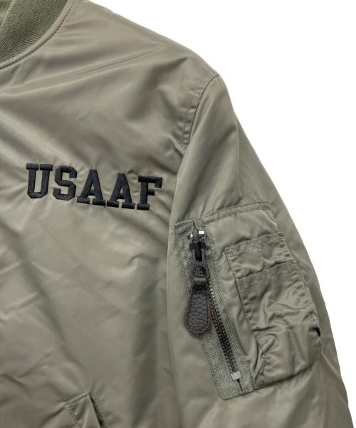 HOUSTON（ヒューストン）HOUSTON (ヒューストン) MA-1 刺繍入り ジャケット  オリーブ サイズ:Lの古着・服飾アイテム