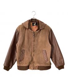 Mr.JUNKO J2（ミスタージュンコ）の古着「80-90's異素材コンビフーテッドレザージャケット」｜ブラウン