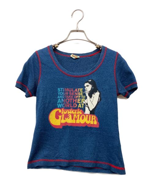 Hysteric Glamour（ヒステリックグラマー）Hysteric Glamour (ヒステリックグラマー) 90's SMOKING GIRLデニム風ニット ブルー サイズ:FREEの古着・服飾アイテム