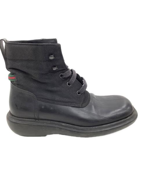 GUCCI（グッチ）GUCCI (グッチ) シェリーライン異素材ショートブーツ ブラック サイズ:35の古着・服飾アイテム