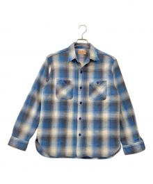 SUGAR CANE（シュガーケーン）の古着「TWILL CHECK WORK SHIRT」｜ブルー×ベージュ