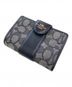 COACHコーチ）の古着「ミディアム コーナー ジップ ウォレット」｜ネイビー