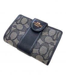 COACH（コーチ）の古着「ミディアム コーナー ジップ ウォレット」｜ネイビー