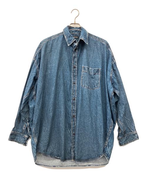 BALENCIAGA（バレンシアガ）BALENCIAGA (バレンシアガ) 転写プリントデニムシャツ ネイビー サイズ:Sの古着・服飾アイテム