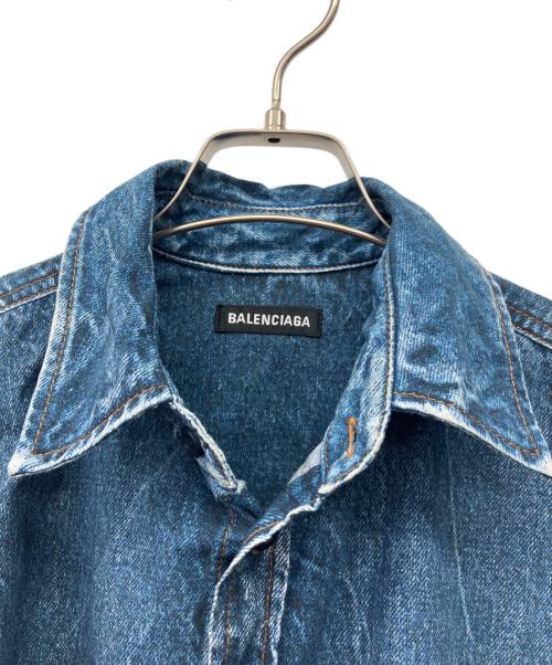 BALENCIAGA（バレンシアガ）BALENCIAGA (バレンシアガ) 転写プリントデニムシャツ ネイビー サイズ:Sの古着・服飾アイテム