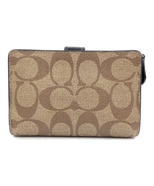 COACH（コーチ）COACH (コーチ) 2つ折り財布 ベージュ×ブラックの古着・服飾アイテム