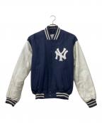 Majesticマジェスティック）の古着「00's  MLB YANKEES 袖革スタジャン」｜ネイビー