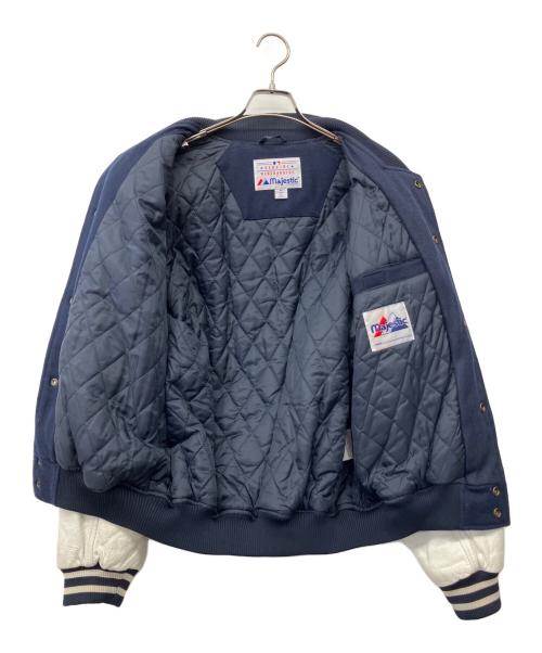 Majestic（マジェスティック）Majestic (マジェスティック) 00's  MLB YANKEES 袖革スタジャン ネイビー サイズ:Mの古着・服飾アイテム