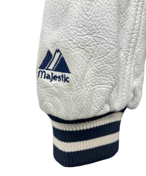 Majestic（マジェスティック）Majestic (マジェスティック) 00's  MLB YANKEES 袖革スタジャン ネイビー サイズ:Mの古着・服飾アイテム