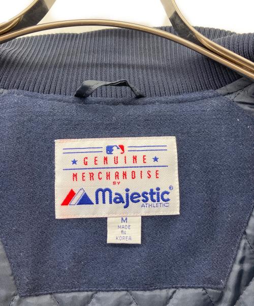 Majestic（マジェスティック）Majestic (マジェスティック) 00's  MLB YANKEES 袖革スタジャン ネイビー サイズ:Mの古着・服飾アイテム