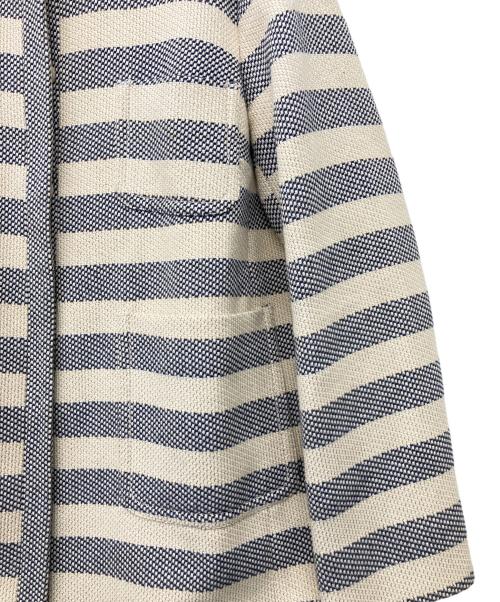 WEEKEND Max Mara（ウィークエンド マックスマーラ）Weekend Max Mara (ウィークエンド マックスマーラ) ボーダーノーカラーコート ベージュ×ネイビー サイズ:42の古着・服飾アイテム