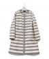 Weekend Max Mara（ウィークエンド マックスマーラ）の古着「ボーダーノーカラーコート」｜ベージュ×ネイビー
