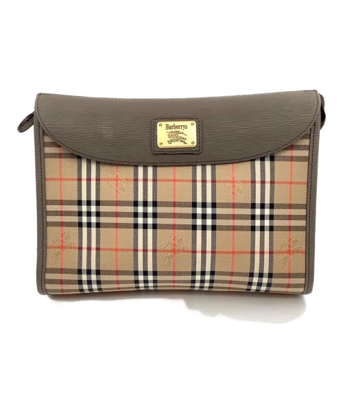 Burberry's（バーバリー）Burberry's (バーバリー) クラッチバッグ ベージュ×ブラウンの古着・服飾アイテム