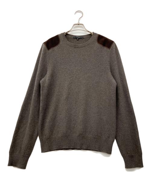 GUCCI（グッチ）GUCCI (グッチ) カシミヤブレンドパッチニット ブラウン サイズ:Mの古着・服飾アイテム