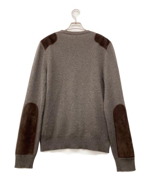 GUCCI（グッチ）GUCCI (グッチ) カシミヤブレンドパッチニット ブラウン サイズ:Mの古着・服飾アイテム