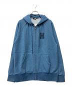 Hysteric Glamourヒステリックグラマー）の古着「ヒスガール 刺繍ビッグロゴ ジップパーカー」｜インディゴ