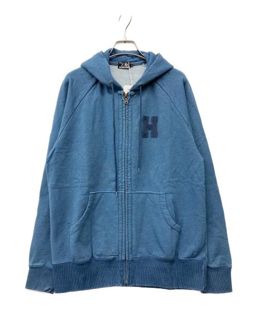Hysteric Glamour（ヒステリックグラマー）Hysteric Glamour (ヒステリックグラマー) ヒスガール 刺繍ビッグロゴ ジップパーカー インディゴ サイズ:L 未使用品の古着・服飾アイテム