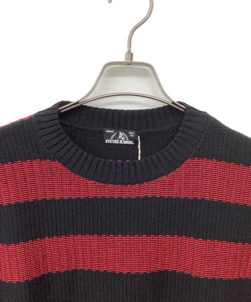 Hysteric Glamour（ヒステリックグラマー）Hysteric Glamour (ヒステリックグラマー) ガーター鹿の子ボーダー プルオーバー ブラック×レッド サイズ:L 未使用品の古着・服飾アイテム