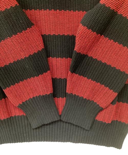 Hysteric Glamour（ヒステリックグラマー）Hysteric Glamour (ヒステリックグラマー) ガーター鹿の子ボーダー プルオーバー ブラック×レッド サイズ:L 未使用品の古着・服飾アイテム