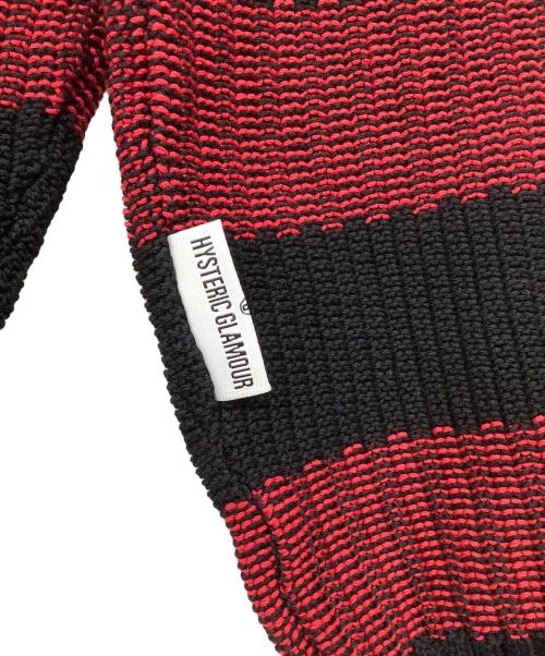 Hysteric Glamour（ヒステリックグラマー）Hysteric Glamour (ヒステリックグラマー) ガーター鹿の子ボーダー プルオーバー ブラック×レッド サイズ:L 未使用品の古着・服飾アイテム