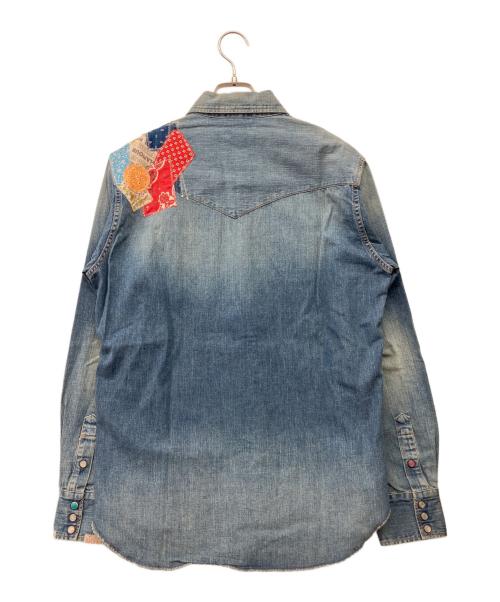 Hysteric Glamour（ヒステリックグラマー）Hysteric Glamour (ヒステリックグラマー) パッチワークデニム加工ウェスタンシャツ インディゴ サイズ:L 未使用品の古着・服飾アイテム