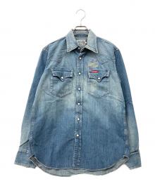 Hysteric Glamour（ヒステリックグラマー）の古着「SUPER FUZZ刺繍/USED加工スナップボタンデニムウェスタンシャツ」｜インディゴ