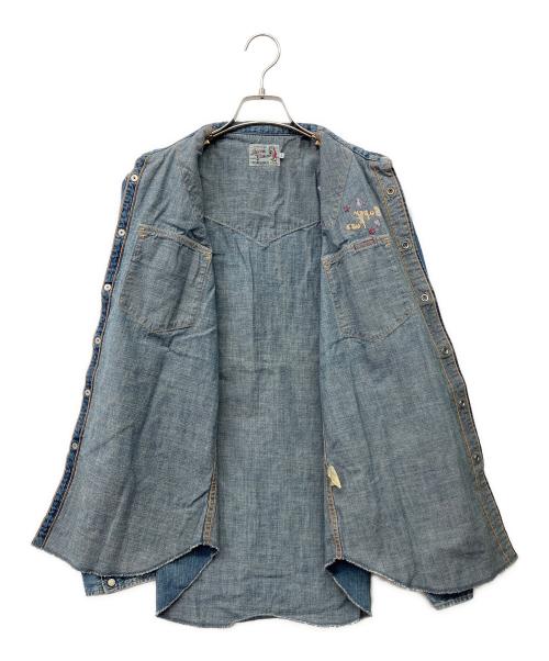 Hysteric Glamour（ヒステリックグラマー）Hysteric Glamour (ヒステリックグラマー) SUPER FUZZ刺繍/USED加工スナップボタンデニムウェスタンシャツ インディゴ サイズ:Ⅼ 未使用品の古着・服飾アイテム