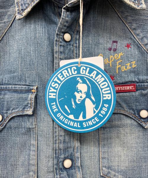 Hysteric Glamour（ヒステリックグラマー）Hysteric Glamour (ヒステリックグラマー) SUPER FUZZ刺繍/USED加工スナップボタンデニムウェスタンシャツ インディゴ サイズ:Ⅼ 未使用品の古着・服飾アイテム