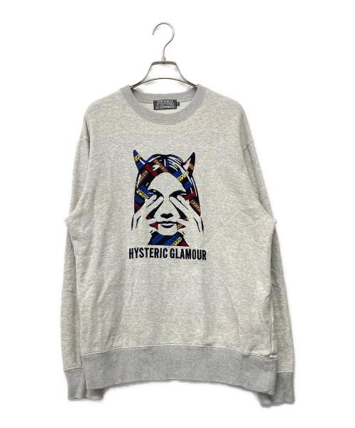 Hysteric Glamour（ヒステリックグラマー）Hysteric Glamour (ヒステリックグラマー) SEE NO EVIL刺繍 スウェット グレー サイズ:Mの古着・服飾アイテム