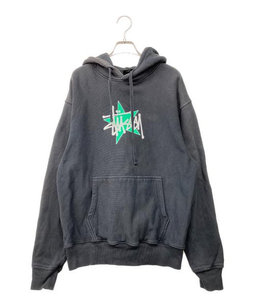 stussy（ステューシー）stussy (ステューシー) STAR PIGMENT DYED HOODIE ブラック サイズ:Mの古着・服飾アイテム