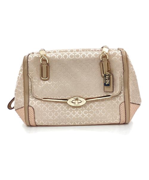 COACH（コーチ）COACH (コーチ) マディソン パールエッセント スモール マデリン ハンドバッグ ベージュの古着・服飾アイテム