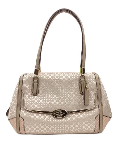 COACH（コーチ）COACH (コーチ) マディソン パールエッセント スモール マデリン ハンドバッグ ベージュの古着・服飾アイテム
