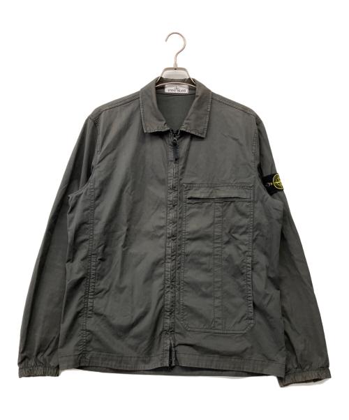 STONE ISLAND（ストーンアイランド）STONE ISLAND (ストーンアイランド) Zip-up cotton overshirt グレー サイズ:Lの古着・服飾アイテム