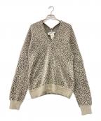 MM6 Maison Margielaエムエムシックスメゾンマルジェラ）の古着「ハーフジップレオパードパイルスウェット」｜ベージュ