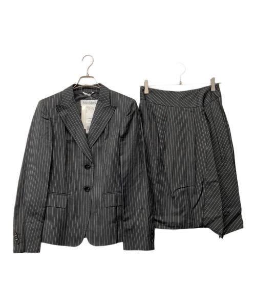 MaxMara（マックスマーラ）MaxMara (マックスマーラ) 90'sリネン/シルクスカートスーツ グレー サイズ:42（ML) 未使用品の古着・服飾アイテム