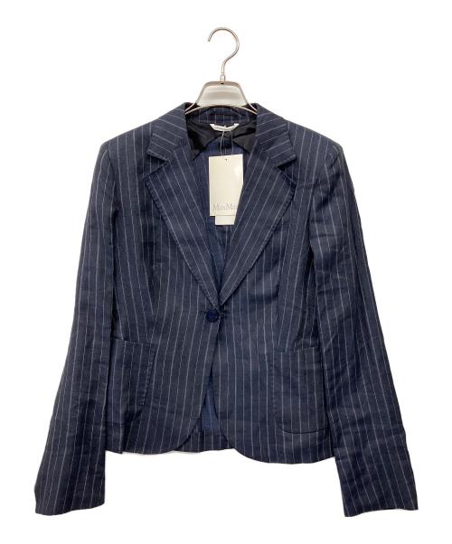 MaxMara（マックスマーラ）MaxMara (マックスマーラ) 90'sリネンスカートスーツ ネイビー サイズ:42の古着・服飾アイテム