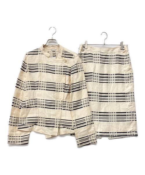 MaxMara（マックスマーラ）MaxMara (マックスマーラ) 90'sコットンリネンスカートスーツ アイボリー サイズ:40 未使用品の古着・服飾アイテム