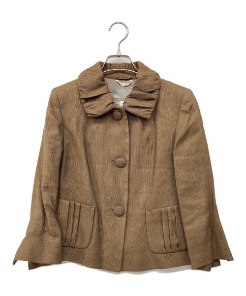 MaxMara（マックスマーラ）MaxMara (マックスマーラ) 90'sリネンブレンドスカートスーツ ブラウン サイズ:40の古着・服飾アイテム