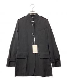 MaxMara（マックスマーラ）の古着「90'sリネンブレンドスタンドカラーコート」｜ブラック