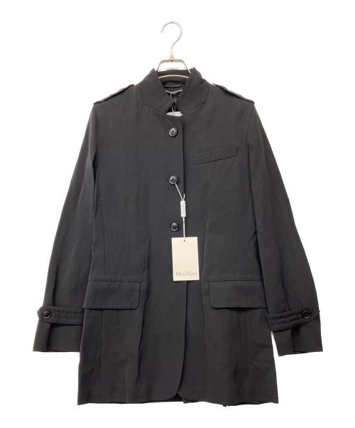 MaxMara（マックスマーラ）MaxMara (マックスマーラ) 90'sリネンブレンドスタンドカラーコート ブラック サイズ:42の古着・服飾アイテム