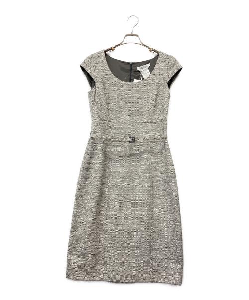 MaxMara（マックスマーラ）MaxMara (マックスマーラ) ベルテッドノースリーブワンピース ホワイト×ブラック サイズ:38 未使用品の古着・服飾アイテム