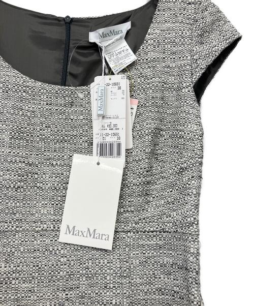 MaxMara（マックスマーラ）MaxMara (マックスマーラ) ベルテッドノースリーブワンピース ホワイト×ブラック サイズ:38 未使用品の古着・服飾アイテム
