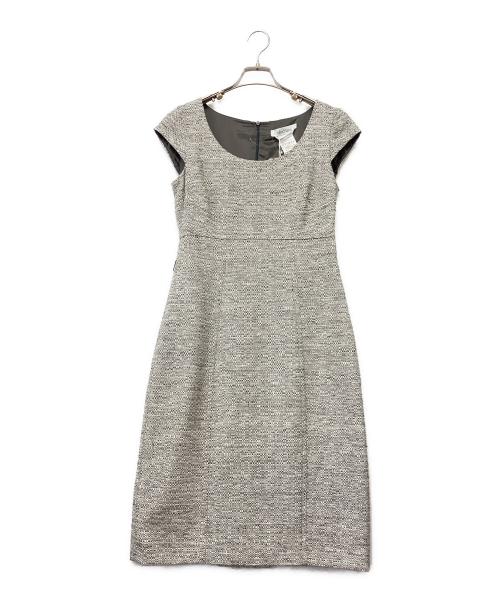 MaxMara（マックスマーラ）MaxMara (マックスマーラ) ベルテッドノースリーブワンピース ホワイト×ブラック サイズ:38 未使用品の古着・服飾アイテム