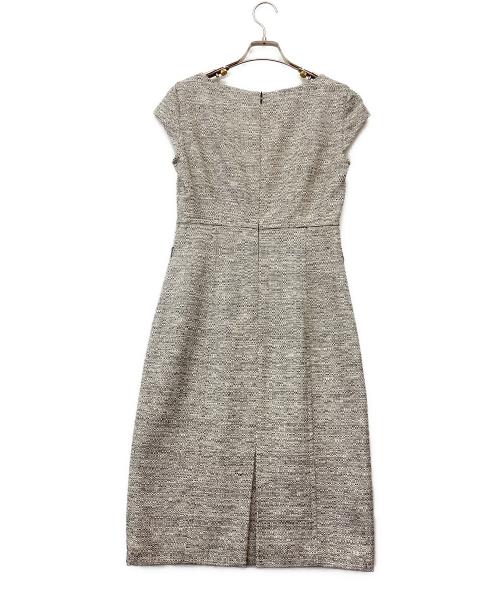 MaxMara（マックスマーラ）MaxMara (マックスマーラ) ベルテッドノースリーブワンピース ホワイト×ブラック サイズ:38 未使用品の古着・服飾アイテム