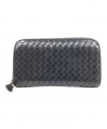 BOTTEGA VENETA（ボッテガベネタ）の古着「イントレチャートラウンドファスナー長財布」｜ブラック