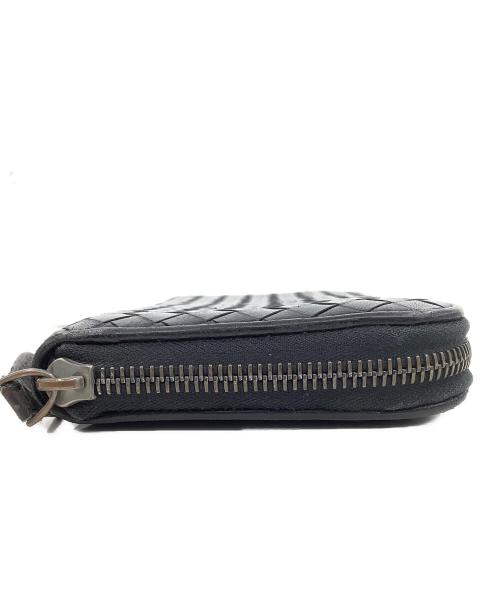 BOTTEGA VENETA（ボッテガベネタ）BOTTEGA VENETA (ボッテガベネタ) イントレチャートラウンドファスナー長財布 ブラックの古着・服飾アイテム